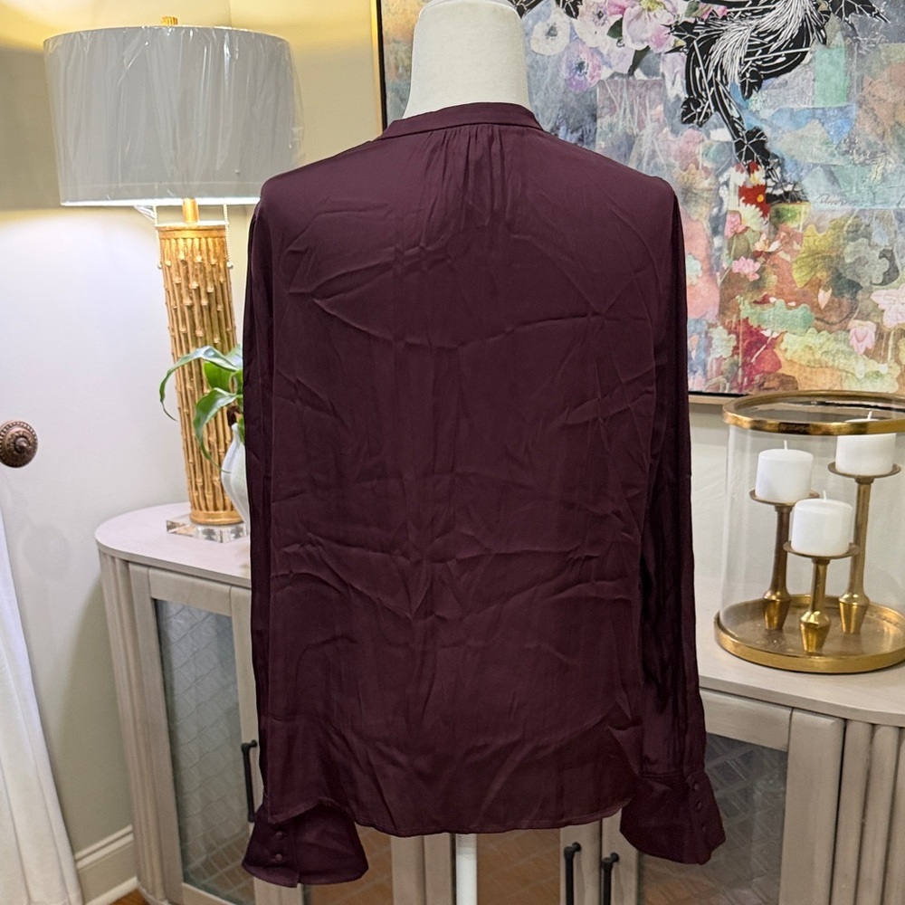 Paige Silky Elegant Plum Blouse Large - Picture 5 of 7